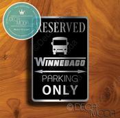 Winnebago Parking Only Sign – RV and Motorhome Signs, Premium Brushed Metal, Indoor Outdoor Display, Unique Garage Wall Decor image