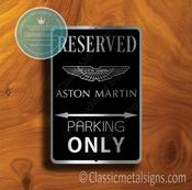 Aston Martin Parking Only Sign – Premium Brushed Metal, Indoor Outdoor Display, Official Logo Design, Car Lover Gift Idea image