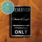 Chris Craft Parking Only Sign – Boat Parking Signs, Brushed Metal Finish, Indoor Outdoor Ready, Automotive Logo Decor image