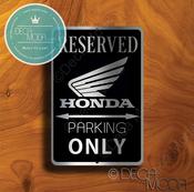 Honda Parking Only Sign – Brushed Metal Finish, Indoor Outdoor Display, Automotive Logo Decor image