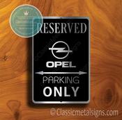 Opel Parking Only Sign – Premium Brushed Metal, Indoor Outdoor Ready, Official Logo Design, Unique Garage Wall Decor image