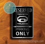 Toyota Trucks Parking Only Sign – Premium Brushed Metal, Indoor Outdoor Ready, Official Logo Design, Unique Garage Wall Decor image