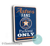 Astros Parking Only Sign - Houston Space City Decor, Retro Style Man Cave Sign, Full Color Weatherproof Plate, Great Gift for Texas Fans image
