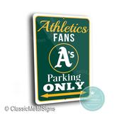 Athletics Parking Only Sign - Oakland Green &amp; Gold Gift, Retro Style Baseball Art, Durable Metal Wall Plate, High Contrast Sports Signage image