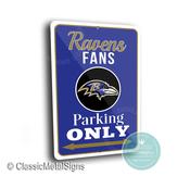 Baltimore Ravens Parking Only Sign - Maryland NFL Fan Gift, Purple Pain Wall Decor, Durable Aluminum Signage, Weatherproof Entryway Plaque