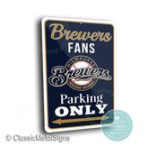 Brewers Parking Only Sign - Milwaukee Baseball Gift, Brew Crew Garage Decor, Vibrant Cream City Art, Heavy Duty Weather-Resistant Plaque