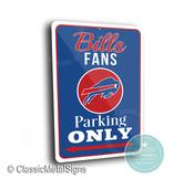 Buffalo Bills Parking Only Sign - NFL Team Souvenir Art, New York Football Decor, Vibrant Blue &amp; Red Plaque, Durable Weather-Resistant Sign image