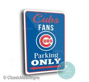 Cubs Parking Only Sign - Chicago North Side Baseball Gift, Retro Wrigley Style Art, Weatherproof Aluminum Sign, Iconic Blue &amp; Red Plaque image