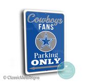 Dallas Cowboys Parking Only Sign - America's Team Fan Gift, Silver Star Wall Art, Durable Aluminum Signage, Iconic Texas Sports Decor image