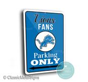 Detroit Lions Parking Only Sign - NFL Team Fan Gift, Honolulu Blue Style Art, Durable Metal Wall Decor, Professional Michigan Sports Plaque image