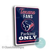 Houston Texans Parking Only Sign - NFL Team Fan Art, Lone Star Pride Decor, Heavy Duty Metal Plaque, Weather-Resistant Texas Signage image
