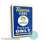 LA Rams Parking Only Sign - NFL Team Fan Gift, Modern Blue &amp; Gold Decor, Durable Outdoor Signage, California Football Fan Cave Art image
