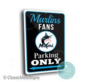 Marlins Parking Only Sign - Miami Baseball Fan Gift, Tropical Style Garage Decor, Vibrant Teal &amp; Black Art, Durable Weather-Resistant Plaque image