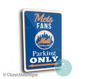 Mets Parking Only Sign - New York Baseball Fan Gift, Amazing Blue &amp; Orange Art, Durable Metal Garage Plaque, Professional Sports Decor image