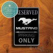 Ford Mustang Parking Only Sign – Premium Brushed Metal, Indoor Outdoor Ready, Brand Logo Artwork, Great Gift for Garage Owners image