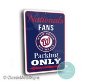 Nationals Parking Only Sign - Washington DC Baseball Decor, Capital Pride Art, High Resolution Metal Plaque, Professional Sports Fan Gift image