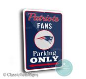 New England Patriots Parking Only Sign - NFL Team Fan Gift, Dynasty Style Wall Art, Durable Aluminum Signage, Professional Sports Decor image