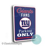 New York Giants Parking Only Sign - NFL Team Pride Decor, Big Blue Style Art, Heavy Duty Metal Plaque, Weatherproof Exterior Signage image