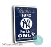 Yankees Parking Only Sign - New York Pinstripe Pride Gift, Iconic Baseball Wall Art, Heavy Duty Metal Signage, Bronx Fan Cave Accessory image