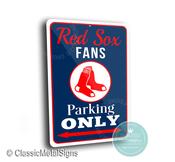 Red Sox Parking Only Sign - Boston Baseball Fan Gift, Vintage Style Garage Decor, Home Bar Wall Art, Durable Outdoor Personalized Plaque image