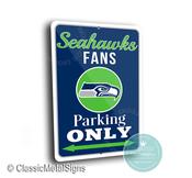 Seattle Seahawks Parking Only Sign - NFL Team Fan Gift, 12th Man Style Decor, Durable Aluminum Plaque, Professional Sports Art image
