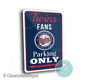 Twins Parking Only Sign - Minnesota Baseball Souvenir, Twin Cities Home Bar Accessory, Durable Metal Plaque, Perfect Present for Midwest Fans image