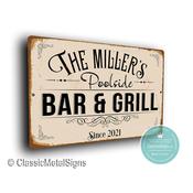 Personalized Poolside Bar And Grill Sign – Outdoor Kitchen Signs, UV Protected Color Print, Durable Aluminum Composite, Indoor Outdoor Ready image