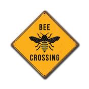 Bee Crossing Sign – Honey Bees Décor, Yellow Xing Signs, UV Protected Color Print, Weather Ready Aluminum Composite, Easy Mount Pre-Drilled Holes image