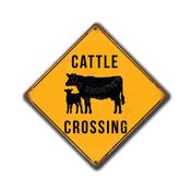 Cattle Crossing Sign – Farm Signs, Yellow Xing Signs, Full Color UV Protected Print, Indoor Outdoor Ready, Pre-Drilled Holes for Easy Mounting image