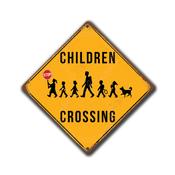 Children Crossing Sign – School Signage, Yellow Xing Signs, Full Color UV Protected Print, Indoor Outdoor Ready image
