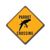 Parrot Crossing Sign – Yellow Xing Wall Plaque, Full Color UV Protected Print, Weather Ready Aluminum Composite, Indoor Outdoor Use image