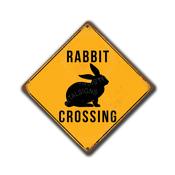 Rabbit Xing Signs – Bunny Crossing, Vintage Home Decor Sign, Full Color UV Protected Print, Durable Aluminum Composite, Indoor Outdoor Use image