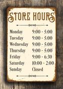 Personalized Opening Hours Sign – Classic Vintage Wall Sign, Full Color UV Protected Print, Weatherproof Aluminum Composite - 9-x-6 image