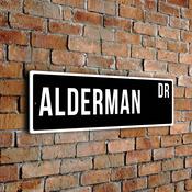 Alderman Street Sign - Personalized Metal Road Signs, Gifts for Co-worker, Colleague Gift, Durable Heavy Duty plaque image