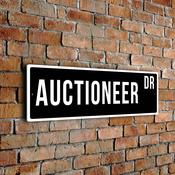 Auctioneer Street Sign - Personalized Metal Road Signs, Gifts for Co-worker, Colleague Gift, Durable Heavy Duty plaque image