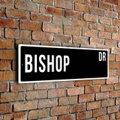 Bishop Street Sign - Personalized Metal Road Signs, Gifts for Co-worker, Colleague Gift, Durable Heavy Duty plaque image