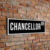 Chancellor Street Sign - Personalized Metal Road Signs, Gifts for Co-worker, Colleague Gift, Durable Heavy Duty plaque image