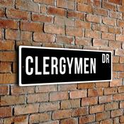 Clergymen Street Sign - Personalized Metal Road Signs, Gifts for Co-worker, Colleague Gift, Durable Heavy Duty plaque image