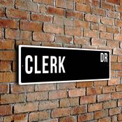 Clerk Street Sign - Personalized Metal Road Signs, Gifts for Co-worker, Colleague Gift, Durable Heavy Duty plaque image