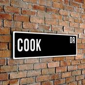 Cook Street Sign - Personalized Metal Road Signs, Gifts for Co-worker, Colleague Gift, Durable Heavy Duty plaque image