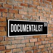 Documentalist Street Sign - Personalized Metal Road Signs, Gifts for Co-worker, Colleague Gift, Durable Heavy Duty plaque image