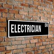 Electrician Street Sign - Personalized Metal Road Signs, Gifts for Co-worker, Colleague Gift, Durable Heavy Duty plaque