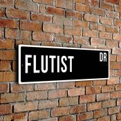 Flutist Street Sign - Personalized Metal Road Signs, Gifts for Co-worker, Colleague Gift, Durable Heavy Duty plaque image