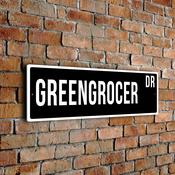 Greengrocer Street Sign - Personalized Metal Road Signs, Gifts for Co-worker, Colleague Gift, Durable Heavy Duty plaque image