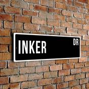 Inker Street Sign - Personalized Metal Road Signs, Gifts for Co-worker, Colleague Gift, Durable Heavy Duty plaque image