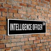Intelligence Officer Street Sign - Personalized Metal Road Signs, Gifts for Co-worker, Colleague Gift, Durable Heavy Duty plaque image