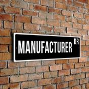 Manufacturer Street Sign - Personalized Metal Road Signs, Gifts for Co-worker, Colleague Gift, Durable Heavy Duty plaque image