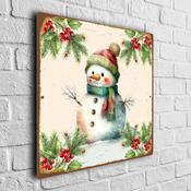 Christmas Snowman Sign – Vintage Decorative Wall Plaque, UV Protected Color Print, Durable Aluminum Composite, Indoor Outdoor Ready image