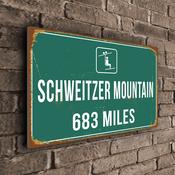 Schweitzer Mountain Ski Resort Distance Sign – Ski Resort Mileage Sign, Custom Miles or Kilometers, UV Protected Full Color Print, Aluminum Composite image