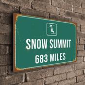 Snow Summit Ski Resort Distance Sign – Ski Resort Distance Metal Sign, Custom KM or Miles, Full Color UV Print, Aluminum Composite